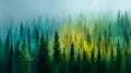 Mystical green forest with vertical motion blur and glowing light in surreal atmosphere Royalty Free Stock Photo