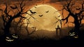 Mystical Halloween Night Sky with Moon, Bats, lantern, and Owl Royalty Free Stock Photo