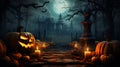 Mystical Halloween Night Sky with Moon, Bats, lantern, and Owl Royalty Free Stock Photo