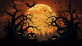 Mystical Halloween Night Sky with Moon, Bats, lantern, and Owl Royalty Free Stock Photo