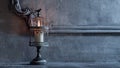 Mystical Halloween still-life background. Candlestick with candles, old fireplace. Horror and witchery. Royalty Free Stock Photo