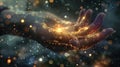 Mystical Hand with Sparkling Lights Royalty Free Stock Photo