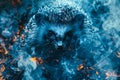 Mystical Hedgehog in Blue Smoke Enigmatic Wildlife Concept with Moody Atmosphere