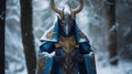 Mystical Horned Costumes In A Snowy Forest: A Captivating Visual Journey