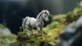 Mystical Horse Miniature Figure With Dark White And Light Gray Environment