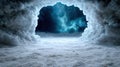 Mystical ice cave with glowing blue light Royalty Free Stock Photo