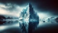 A mystical iceberg reflected in calm waters under a moody sky. Royalty Free Stock Photo