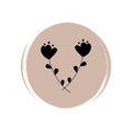 Cute mystical icon vector with flowers, illustration on circle with brush texture, for social media story and highlights