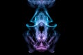 A mystical image of a ghost or an alien from green and purple smoke. Print for clothes