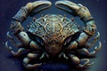 Mystical image of a large crab against the background of the starry sky - concept Signs of the Zodiac - Cancer, astrology, Royalty Free Stock Photo