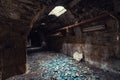 Mystical interior of dark basement in an old abandoned palace