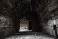 Mystical interior of dark corridor in an old abandoned palace