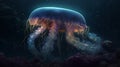 Mystical jellyfish in dimly lit tank setting
