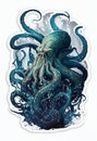 Mystical kraken on a white background. AI Generated