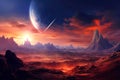 Mystical landscapes: surreal alien planet horizon