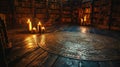 Mystical Library with Numerology and Candlelight