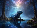 Mystical Lizard in Enchanted Forest Royalty Free Stock Photo