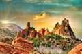 Mystical and Magical Fantasy Sunset / Sunrise  at Garden of the Gods Royalty Free Stock Photo