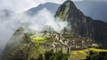 Mystical Majesty: Machu Picchu's Ancient Splendor Amidst Andean Mists Royalty Free Stock Photo