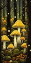 Mystical Marvels: A Breathtaking Closeup of Golden Mushrooms in