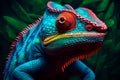 Mystical Metamorphosis: Close-Up Portrait of a Chameleon on a Branch