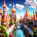 Mystical Metropolis: 3D Illustration of a Magical City