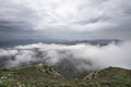 Mystical misty mountain landscape