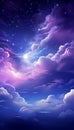 Mystical moonlight sky with dreamy purple gradient clouds, perfect background for phone