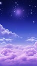 Mystical moonlight sky with purple gradient clouds, ideal as a captivating phone background.