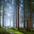 A mystical, moonlit forest with fireflies and a hidden path5, Generative AI