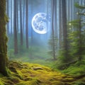 933 Mystical Moonlit Forest: A magical and enchanting background featuring a moonlit forest with mystical elements and dreamy co Royalty Free Stock Photo
