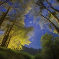 933 Mystical Moonlit Forest: A magical and enchanting background featuring a moonlit forest with mystical elements and dreamy co Royalty Free Stock Photo