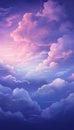 Mystical moonlit sky, purple gradient with clouds, ideal phone background for enchanting ambiance.