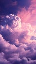 Mystical moonlit sky in purple gradient with fluffy clouds, ideal for phone wallpaper.