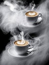 Mystical Mornings: Two Coffee Cups in Black Royalty Free Stock Photo