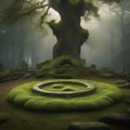 A mystical and moss-covered stone circle surrounded by ancient trees2 Royalty Free Stock Photo