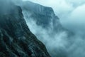 Mystical mountain landscape with fog and clouds Royalty Free Stock Photo