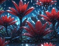 Mystical Night Blooming Flowers. Created with Generative AI