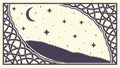 Mystical Night Sky Border, Stars, Crescent Moon and Eastern Patterns, vector design Generative AI Royalty Free Stock Photo