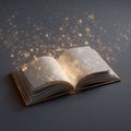 A Mystical Open Book Emitting Sparkling Light Particles, Infusing Imagination and Wonder into the Surrounding Space Royalty Free Stock Photo