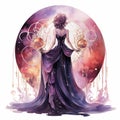 Mystical Oracle of Elegance in Watercolor Illustration