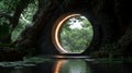 Mystical portal in a lush forest clearing.