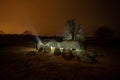 Mystical prehistoric dolmens hunebed at night