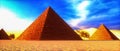 Mystical pyramid in the desert 3d rendering