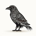 Mystical Raven Silhouette with Celtic Knot Symbols AI Generated