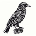 Mystical Raven Silhouette with Celtic Knot Symbols AI Generated