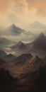 Mystical Realms: Muted Colorscape Mastery Of Desert Mountains And Clouds