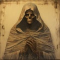 Mystical Reverie: Depiction of a Serene Monk Mummy