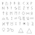 Mystical runic symbols: raster elements on a white background
