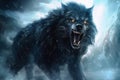 Mystical scandinavian beast wolf Fenrir. Fenrir start Ragnarok, North Mythology background